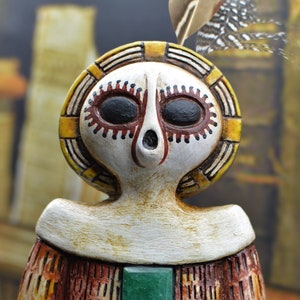 Wandjina Figurine, Creation Spirit, Rain God, Ancient Alien, UFO, Dream Time, Kimberley Australia, desktop figurine, Crystal inlay, Original image 2