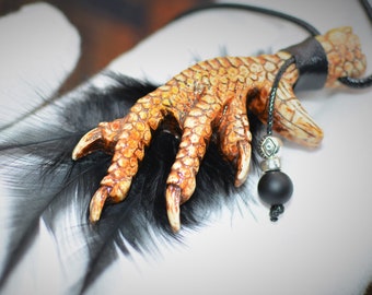 Chicken Foot Amulet, Evil Eye Protection, For Protection of Home - Vehicle and Person, Hoodoo chicken foot protection charm,Onyx Protection