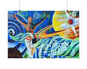 Ekpyrotic Dance by Victor Rosario, Colorful Painting Poster, contemporary art,