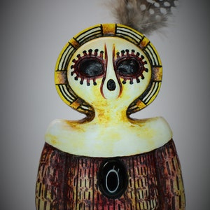 Wandjina Figurine, Creation Spirit, Rain God, Ancient Alien, UFO, Dream Time, Kimberley Australia, desktop figurine, Crystal inlay, Original image 1