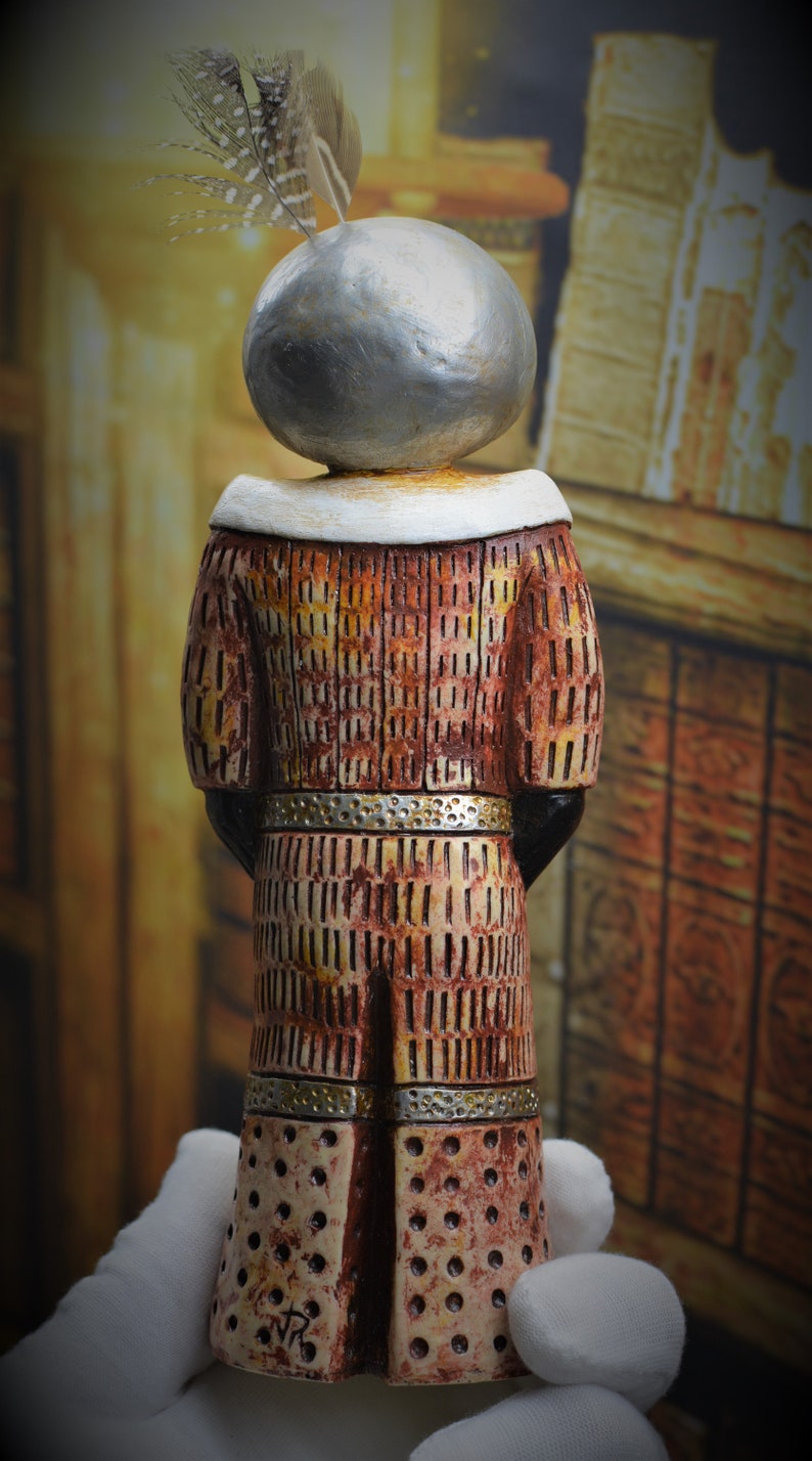 Wandjina Figurine, Creation Spirit, Rain God, Ancient Alien, UFO, Dream Time, Kimberley Australia, desktop figurine, Crystal inlay, Original image 4