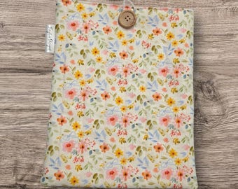 Floral Quilted Book Sleeve | Book Cover | Kindle Sleeve Cover | Spring Flowers Design | Whimsical | Book Accessories | Bookish Gift