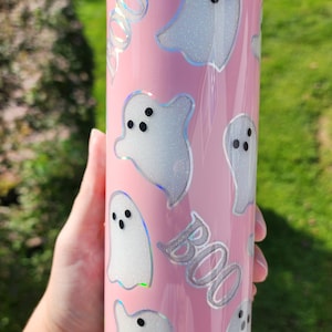 Peekaboo Pink Ghost Tumbler | Pastel Halloween | Halloween Tumbler | Pink Ghost | BOO | Pink Halloween
