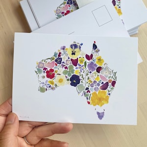 Pressed flower "Tasmania" and "Australia" postcard, pressed flower card, unique gift