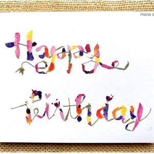 Pressed Flower  Happy Birthday Card