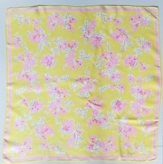 Vintage Vera Neumann Yellow Floral Square Scarf