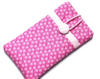 Handytasche aus Stoff Rosa Blumen