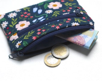 Kleines Portemonnaie Geldbörse kleine Blumen blau bunt Geschenk