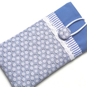 Handytasche aus Stoff Blau Blumen Geschenk