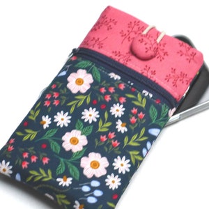 Handytasche mit Reißverschlussfach Blumen blau bunt Geschenk Bild 1