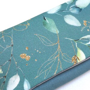 Handytasche mit Reißverschluss Fach altgrün mint Eukalyptusblätter Wunschmaß Handy bis 16 x 8 x 1 cm Bild 5