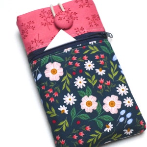 Handytasche mit Reißverschlussfach Blumen blau bunt Geschenk Bild 4