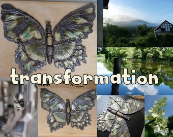 ceramic relief butterfly Metamorphosis