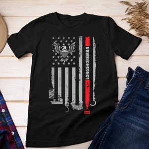 Stolzer Hafenarbeiter T-Shirt, Hafenarbeiter-Shirt mit amerikanischer Flagge, Geschenk für Hafenarbeiter, amerikanischer bester Hafenarbeiter