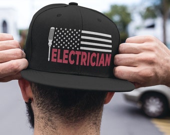 Electrician Snapback Hat, Gifts For Electrician, Electrician Cap, American Electrician Hat, Cool Electrician