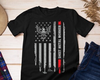 Amerikaans T-shirt plaatwerker, shirt Amerikaanse vlag plaatwerker, patriottisch T-shirt plaatwerker #flagtool-sheetmetalworker