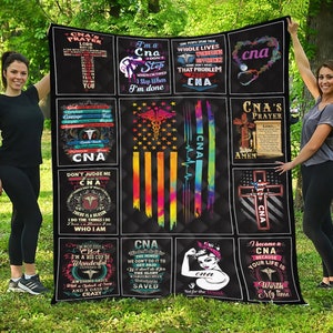 CNA Throw Blanket, Certified Nursing Assistant Blanket, Blanket For Gift, Fleece Throw Blanket, Gift For Nurse, CNA Collage Blanket