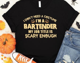 Scary Bartender Shirt Halloween Gift for Bartender Pumpkin Graphic T Shirt for Bartender Spooky T-shirt #scary-bartender
