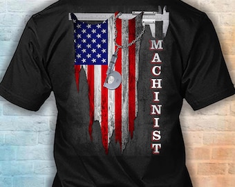 Maskinist med amerikansk flagga, amerikansk maskinist, maskinistgåvor, maskinistarbetarskjorta, amerikansk maskinist #dropflag-machinist