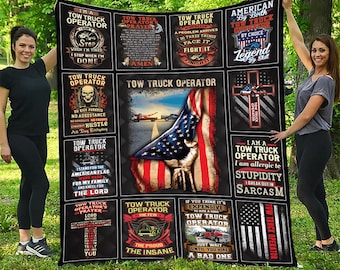 Tow Truck Operator Throw Blanket, USA Flag Tow Truck Operator Blanket, Towing Blanket, Tow Truck Operator Gifts #collageM-Towtruck