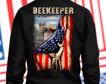 Beekeeper Shirt American Beekeeper Gift for Beekeeper Hoodie with USA Flag Design Proud Beekeeper T-shirt #flaghand-beekeeper