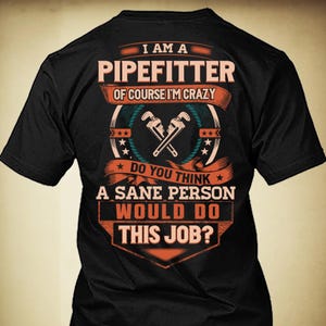 Camiseta de instalador de tuberías. Regalo de instalador de tuberías. Camiseta divertida con cita para instalador de tuberías. Camiseta #sane-pipefitter.