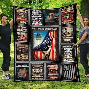 Air Traffic Controller Blanket Air Traffic Controller Gift Throw Blanket for Male Air Traffic Controller Gift for Him #collageM-atc