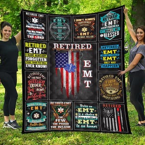 Retired EMT Blanket EMT Gift Throw Blanket with Collage Blanket for Retired EMT #collageR-emt