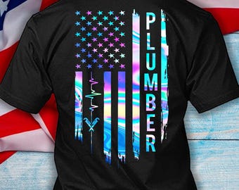 Plumber Shirt American Plumber Gift Proud Plumber Shirt USA Shirt for Plumber #flagheart1-plumber