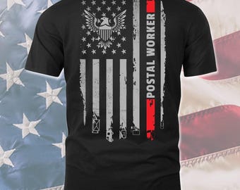 Camiseta com a bandeira americana para carteiros – Presente para carteiros – Camiseta, moletom com capuz e camiseta de manga comprida para carteiros #flagtool-postal