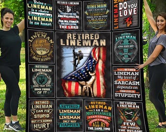 Lineman Decke Lineman Geschenk Decke mit Collage Decke für Rentner Lineman #collageR-lineman