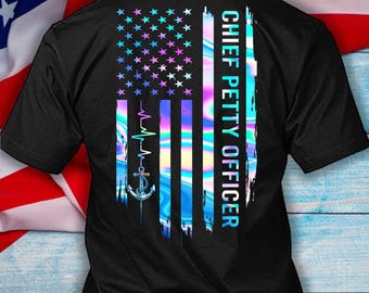 Chief Petty Officer Flag Shirt | CPO Anchor Tee | Navy Gift | T-Shirt Hoodie Sweatshirt Long Sleeve | #Flagheart1-chiefpetty