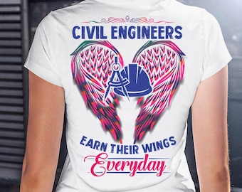 Civil Engineer Shirt Civil Engineer Gift Proud T Shirt with Wings Civil Engineer T-shirt #wings-civilengineer