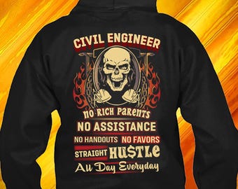 Civil Engineer Hoodie Civil Engineer Gift for Civil Engineer Hustle Shirt with Skull Graphic T shirt #hustle-civilengineer