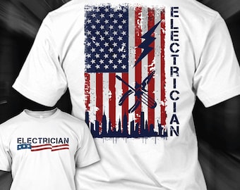 Elektriker Shirt Amerikanisches Elektriker Geschenk für Elektriker T-Shirt USA Shirt für Elektriker T-Shirt #flagcity1-elektriker