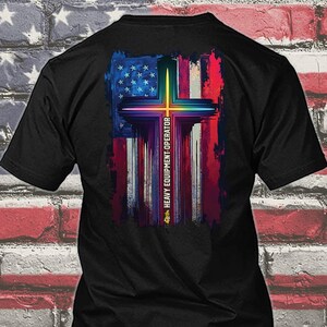Heavy Bagger Bagger T-Shirt Amerikanischer Schwermaschinen Techniker Geschenk T-Shirt mit Cross Heavy Bagger Bagger T-Shirt #flagcross7-heavy
