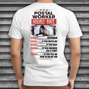 Camiseta sarcástica de trabajador postal para trabajador postal con tarifa por hora. Camiseta de trabajador postal. Regalo. #rate-postalworker