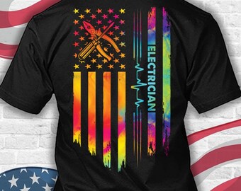 Elektriker Shirt Amerikanischer Elektriker Geschenk für Elektriker Hoodie mit USA Flagge Design Stolzer Elektriker T-Shirt #flagcolor2-elektriker