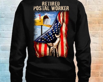Camiseta para Carteiro Aposentado, Presente para Carteiro Americano, Moletom com Capuz com Estampa da Bandeira dos EUA #flaghand2-postal