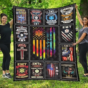 EMT Blanket EMT Gift Throw Blanket with Collage Blanket for Male EMT Gift for Him #collageM-emt