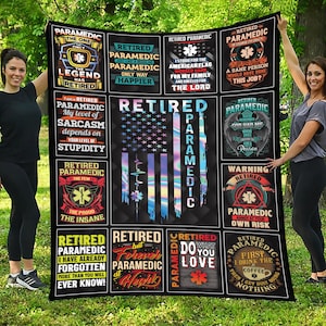 Retired Paramedic Blanket Paramedic Gift Throw Blanket with Collage Blanket for Retired Paramedic #collageR-paramedic