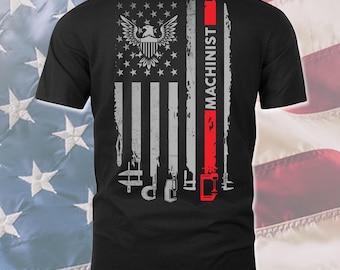 American Flag Machinist T-Shirt: Patriotic Gift for Machinists #flagtool-machinist