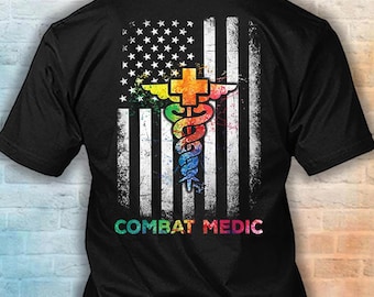 American Combat Medic Shirt, Combat Medic Logo Patriotic Gift, Proud Combat Medic Hoodie #flagcolor-Combatmedic