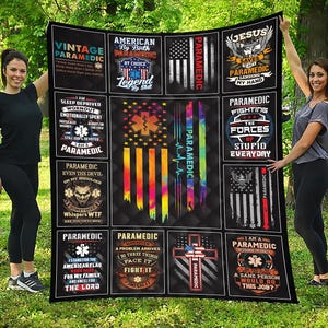 Paramedic Blanket Paramedic Gift Throw Blanket with Collage Blanket for Male Paramedic Gift for Him #collageM-paramedic