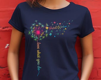 郵便局員シャツ 郵便局員へのギフト 郵便局員用フラワーグラフィックTシャツ 彼女のためのTシャツ #youdo3-postalworker
