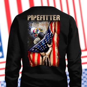 Rörfitter-tröja Amerikansk rörfitter Gåva för rörfitter Hoodie med USA-flagga Design Stolt rörfitter-t-shirt #flaghand-pipefitter