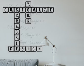 Scrabble Tile Decal, Custom Scrabble Tile Vinyl Wall Decal, Personalize Vinyl Wall Decal, Single Scrabble Letter, Create Your Own Wall Decal