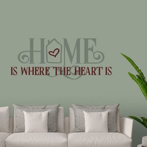 Home is where the heart is Entryway Décor Living Room Décor vinyl wall decal vinyl wall art vinyl sticker home décor image 1