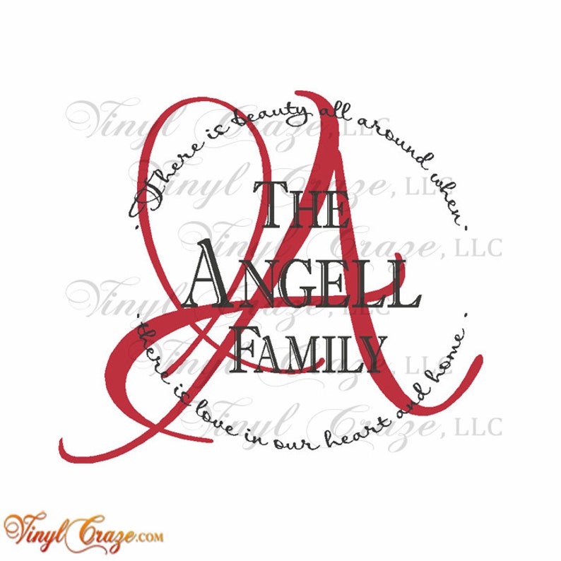 Personalized Family Last Name Circular Circle Family Motto Saying, Family Names, Married Year Vinyl Wall Decal/Gift image 2