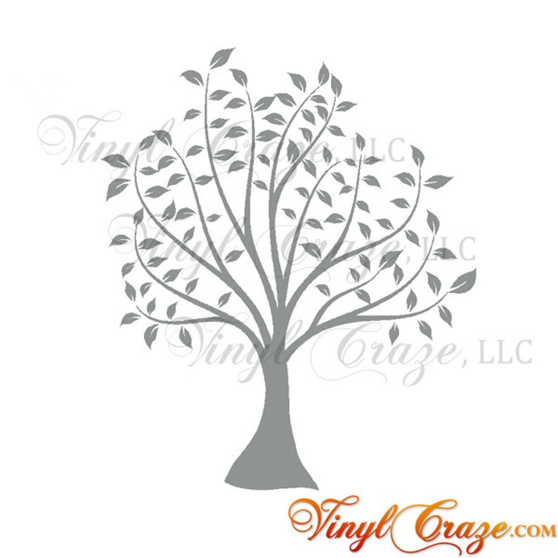 Spring Tree with leaves Vinyl Wall Decal One Color inches